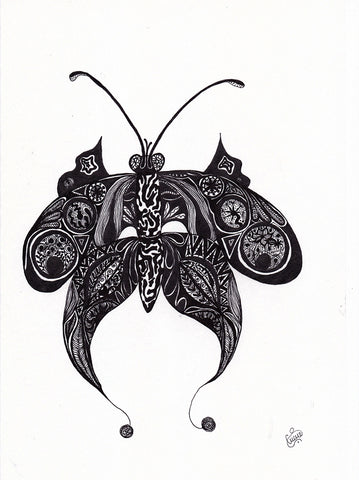 Original Tiger Butterfly Drawing by Silvena Toncheva