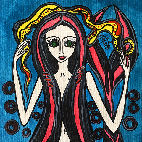 Gothic Mermaid - Original painting by Silvena Toncheva