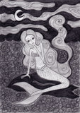 The sad mermaid - original drawing. 