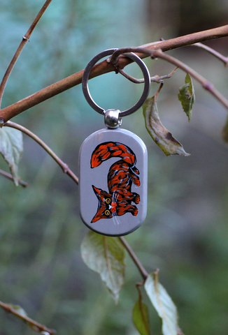 Wild Cat Keyring hand painted by Silvena Toncheva. 