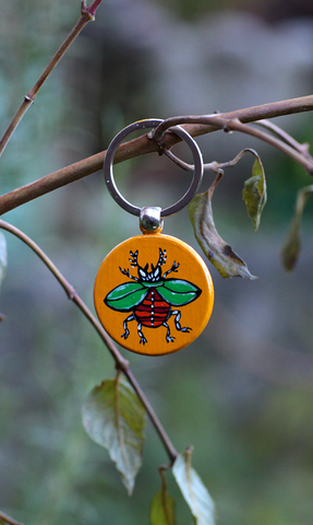 Flying beetle keyring hand painted by Silvena Toncheva.