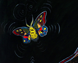Moths Cradle original naive art painting