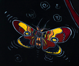 Moths Cradle original naive art painting