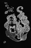 Hidden Depths - naive art mermaid painting by Silvena