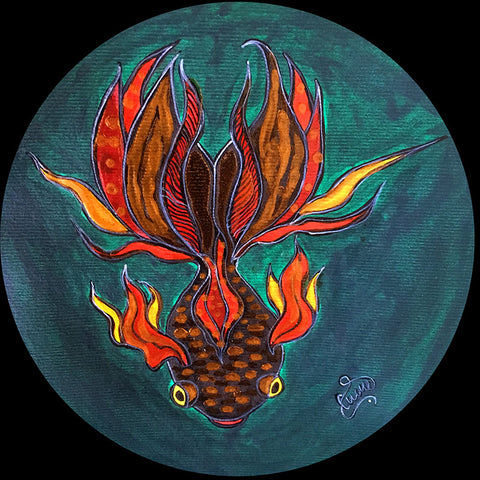 Goldfish - Original Naive Art Watercolour Painting - Silvena Toncheva
